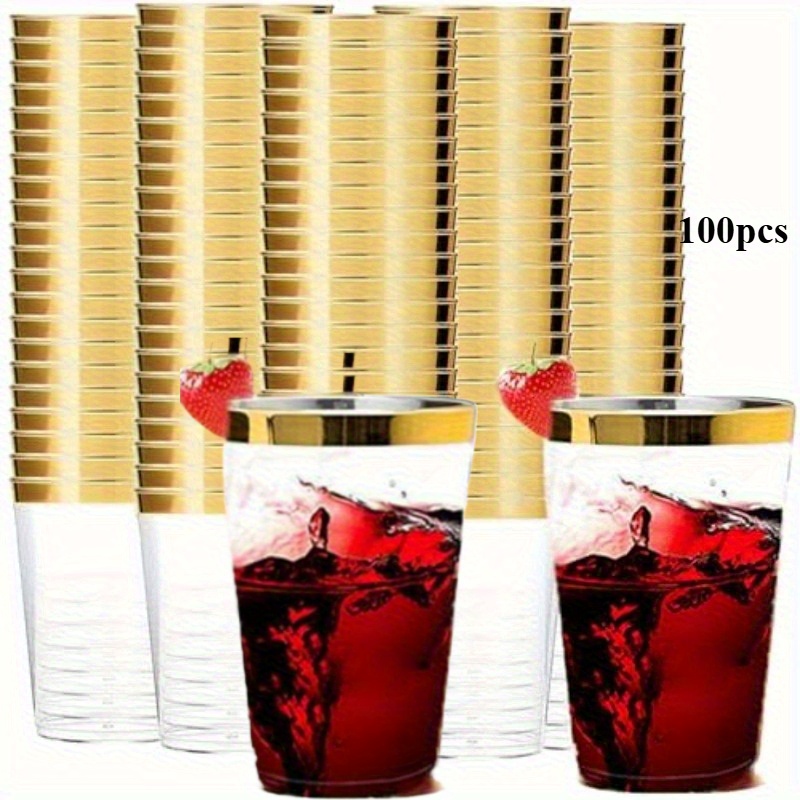 Image of 100pcs Party Cups, Reusable Glasses, Wine Glasses, Suitable For Weddings, Birthday Parties, Bbqs, Outdoor Parties, Halloween