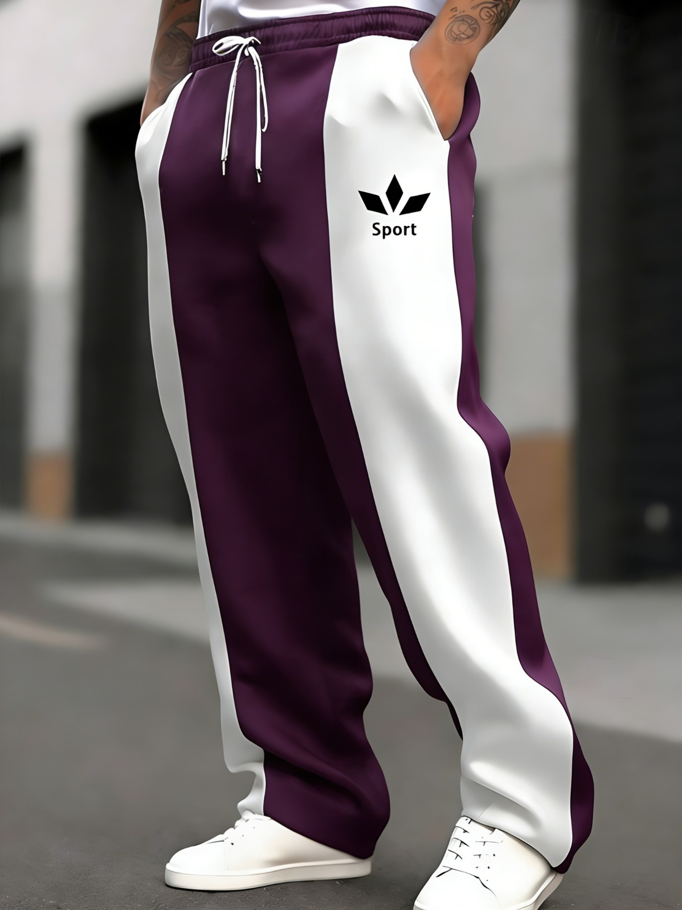 printed design not textured size tag straight long trousers mens fashion loose straight casual pants   design   fitness enthusiasts street style   street style lovers