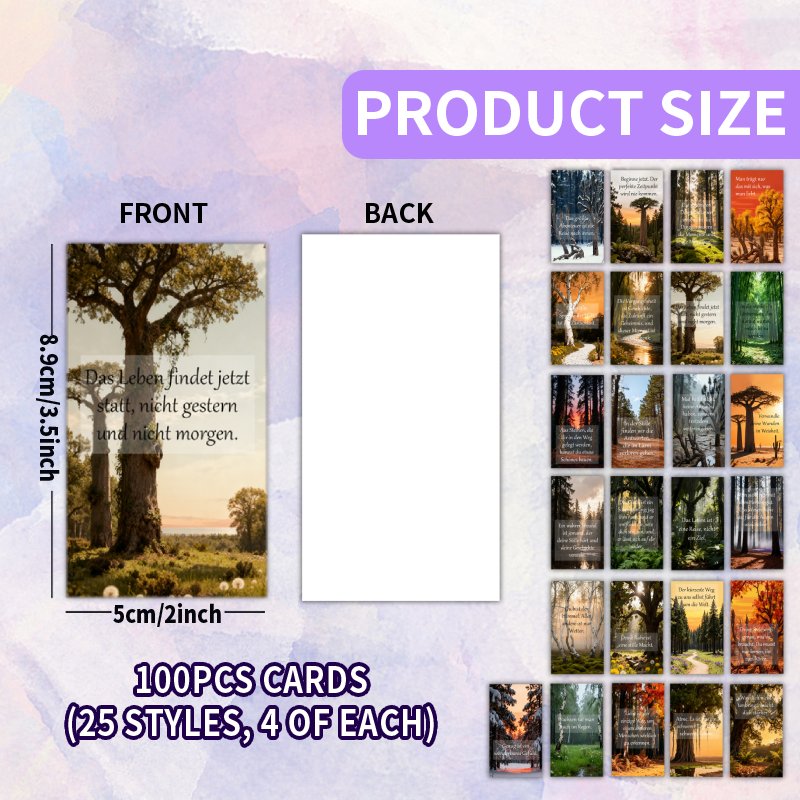 TEMU A Set Of 100 Art Cards Showcasing Quotes The German Park, With 25 Distinct Designs, 4 Cards Per Design, Perfect For , Family, During Festivals,
