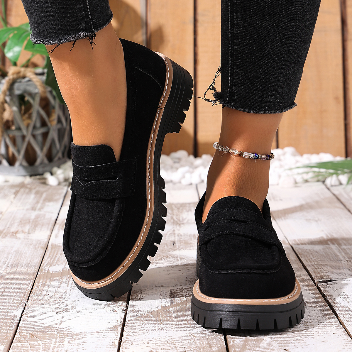 TEMU New Women's Loafers, , Lightweight And Comfortable With Chunky Heels, Suitable For Office And Casual Wear, Women Shoes