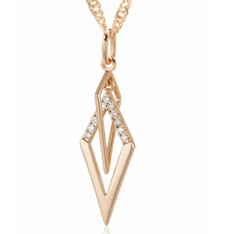 TEMU Angol 1pc Rhombus Pattern Hollow Pendant Women's Necklace Set With Sparkling Synthetic Zirconia Fashionable Easy Individual Exquisite Beautiful