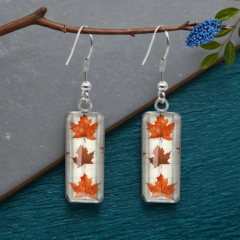 TEMU 1 Pair Rectangular Earring Fashion Dangle Earrings Handmade Glass Dome Jewelry