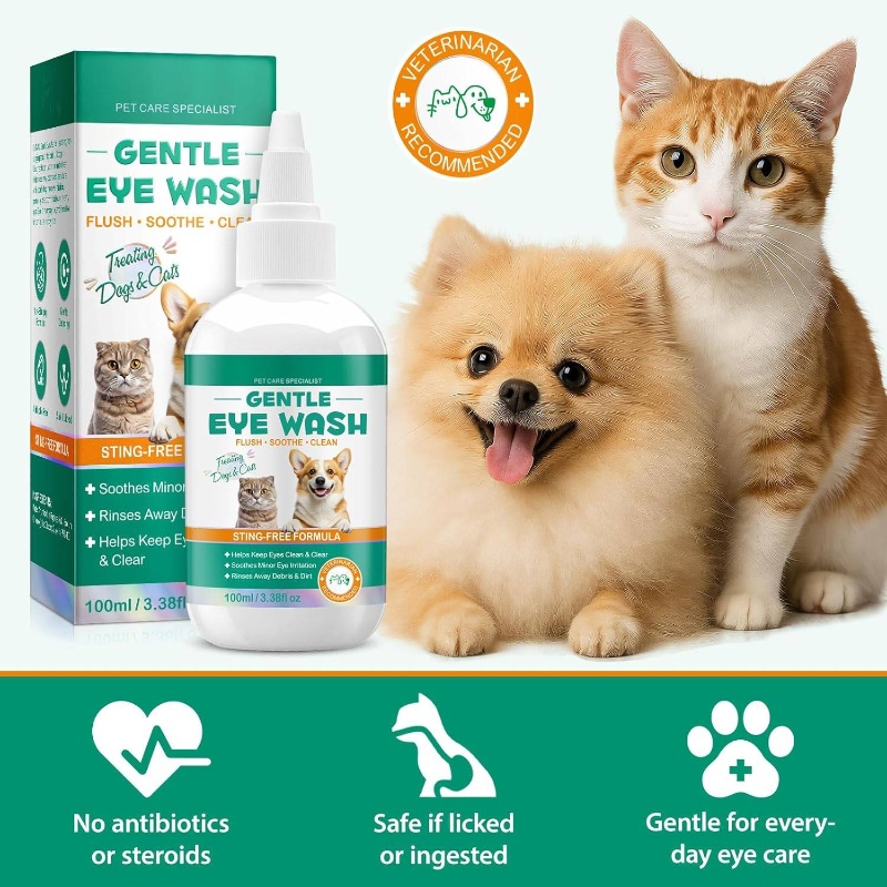 100Ml Natural Pet Eye Wash For Dogs And Cats | Flushes Eye Irritations, Cleans Dog Tear Stains, Safe For All Animals 3.38 Fl. Oz
