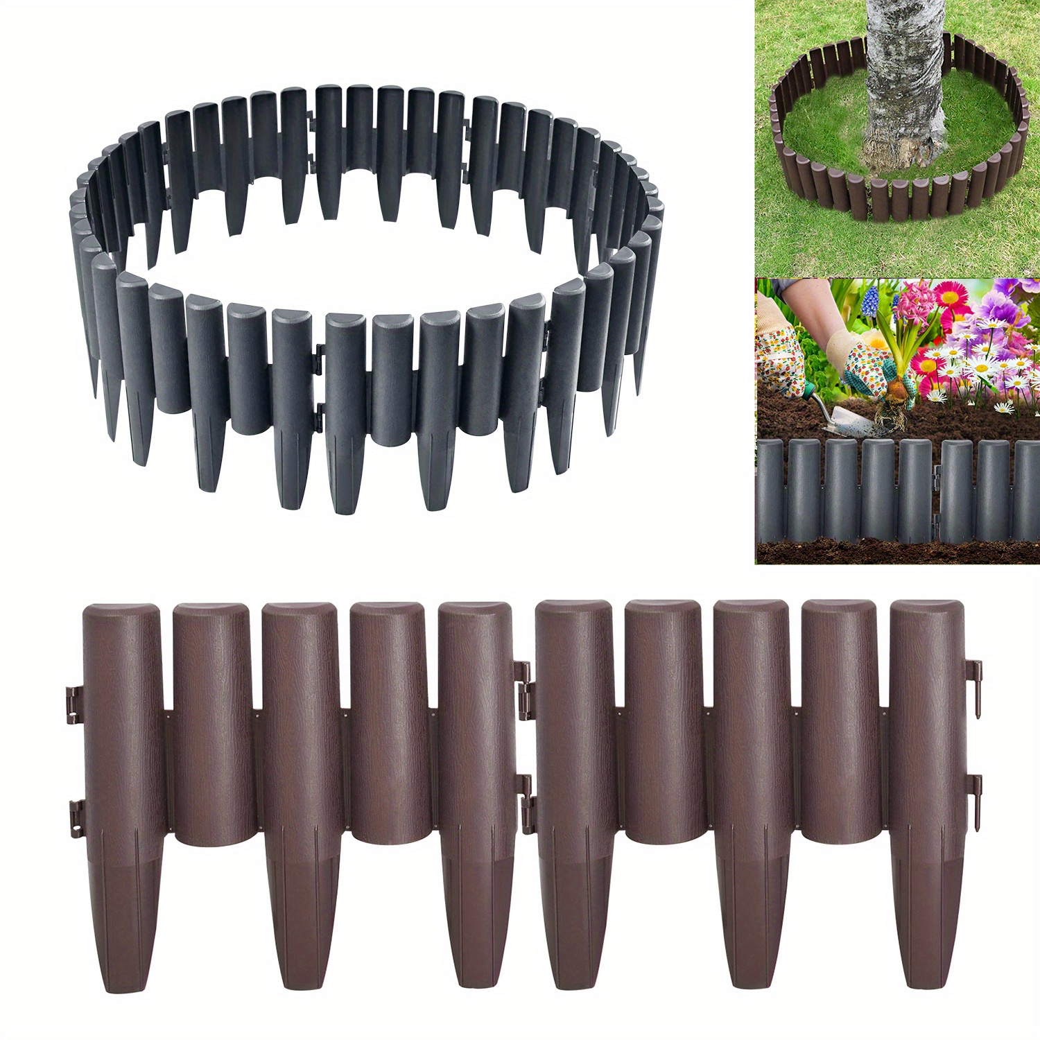 

10/20/30pcs Fence Bed Lawn Bed Garden 2. 8m/5. 6m/8. 4m Brown/