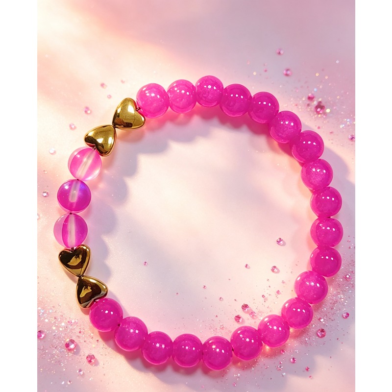 Sweet Rose-Pink Beaded Bracelet, Versatile Accessory