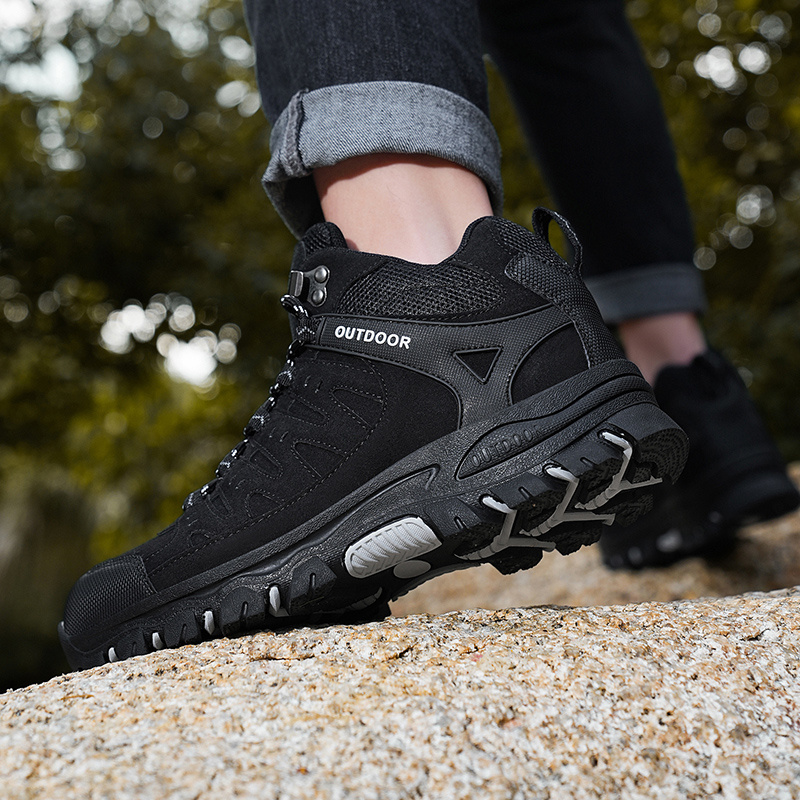 mens plus size fashion hiking boots stylish top lace up trekking