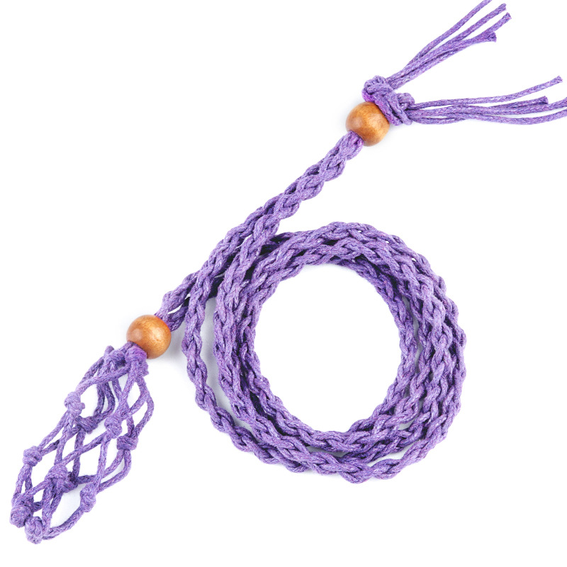 2pcs Handmade Adjustable Braided Net Bag Necklace with Stone Pendant