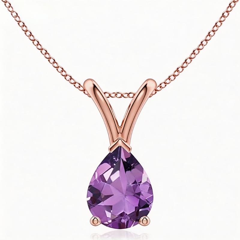 1.5ct Natural Amethyst Waterdrop Pendant Necklace