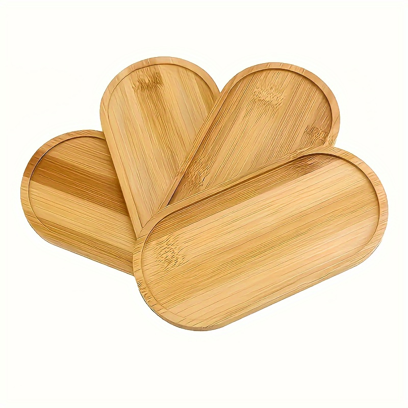 4pcs Bamboo Multipurpose Tray & Cup Mat Set - Bathroom/shower/shampoo Holder, Kitchen Countertop, Decorative Bamboo For, Hand-washable, Suitable For All Kinds Of Festivals