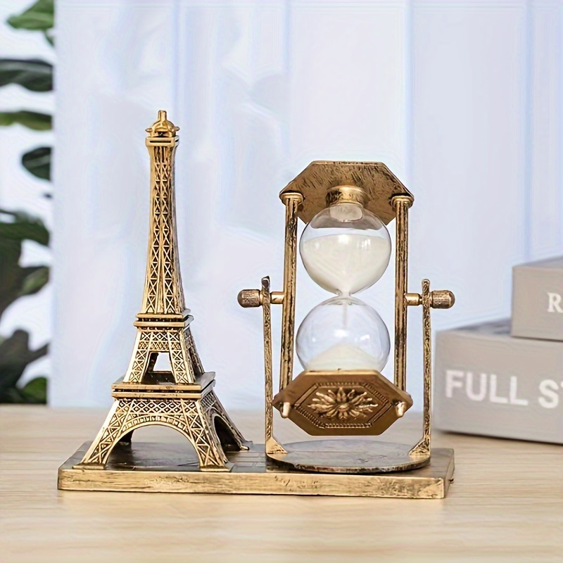 

1pc Vintage Paris Hourglass, Wooden Sand Timer Decor, Creative Office Desk Art Ornament, Indoor Use, No Electricity Required