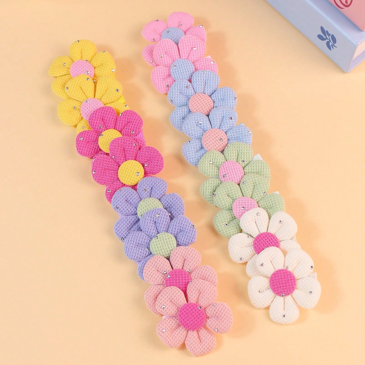Image of 16pcs Cute Flower Fabric Hair Clips, Cartoon Dopamine Hair Accessories For Daily Wear