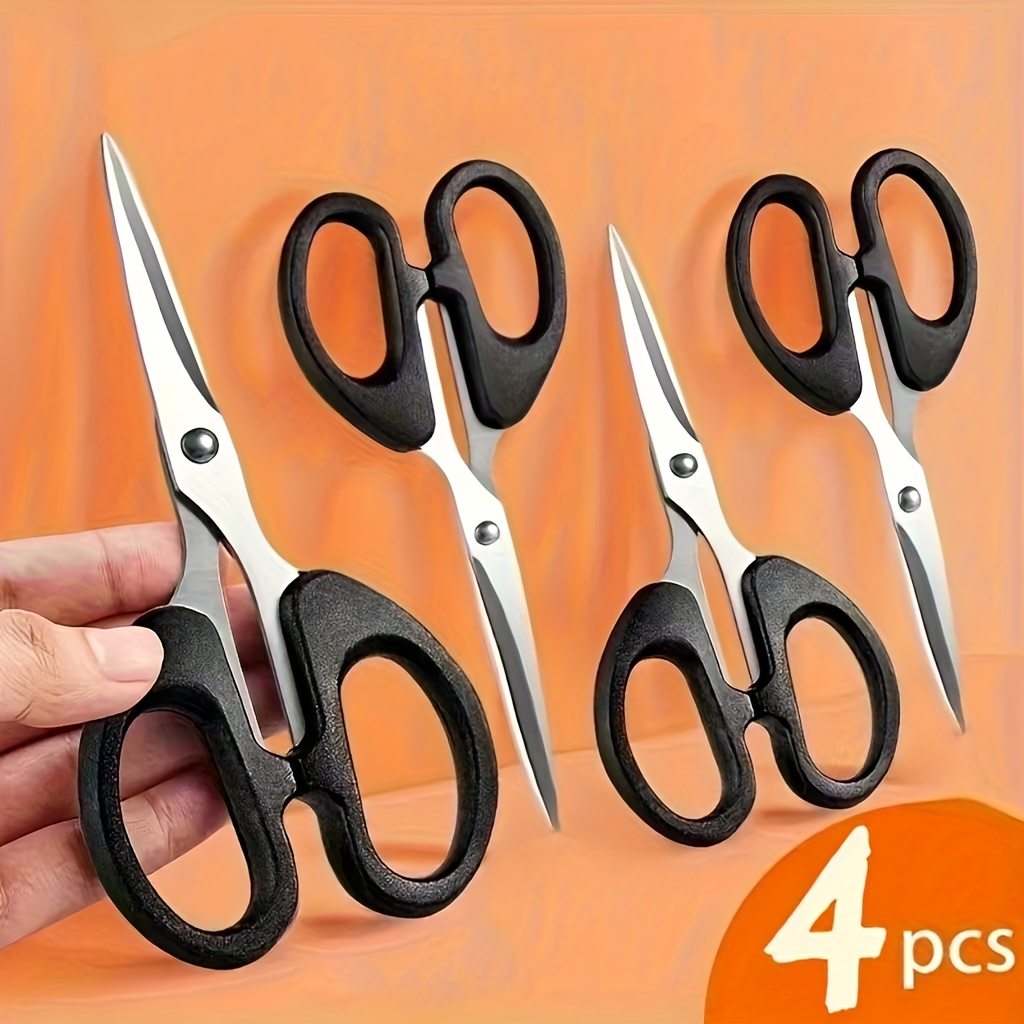 TEMU 4pcs Heavy-duty Stainless Scissors With & Ergonomic Handle - Multi- Cutting Tool Suitable For Office, Home, Sewing, Paper Crafts, Fabric Cutting