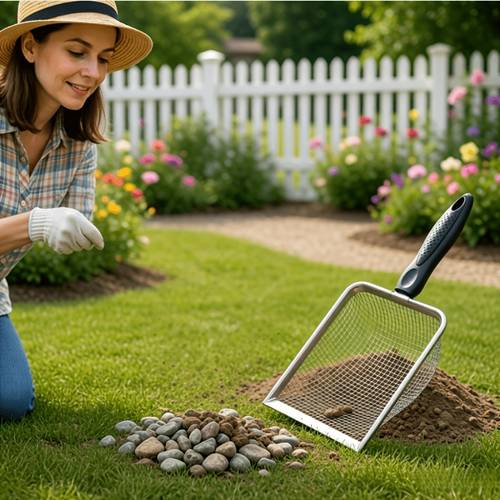 10 6 inch reinforced shovel for sifting soil 2mm mesh suitable for compost and gravel with comfortable handle for gardening and landscaping