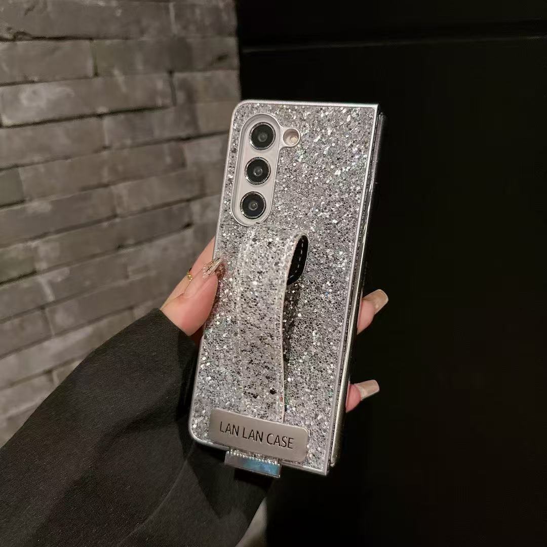 TEMU Business Glittering Phone Case With A Small Wrist Strap Suitable For Galaxy Z Fold 6 And Galaxy Z Flip 6 Protective Cases.