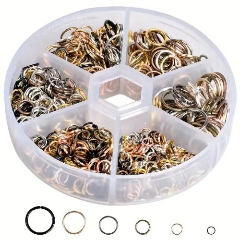 TEMU Un kit contenant 970 pièces d'anneaux de connexion de bijoux de couleurs assorties, comprenant des anneaux O simples, fermés et circulaires de