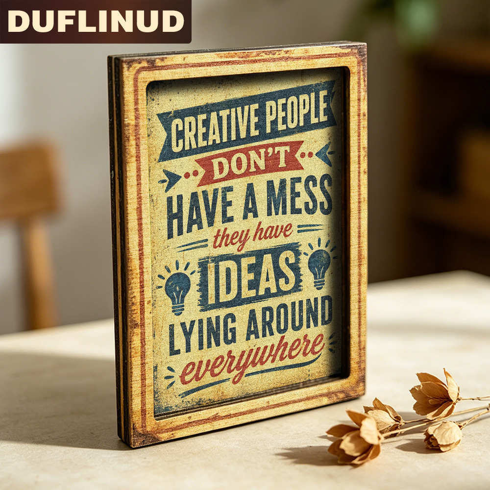 TEMU Vintage Creative Quote Fridge Magnets, Mini Decorative Plaques. Classic Vintage With Lightbulb Patterns, Wooden Fridge Magnets. Perfect For