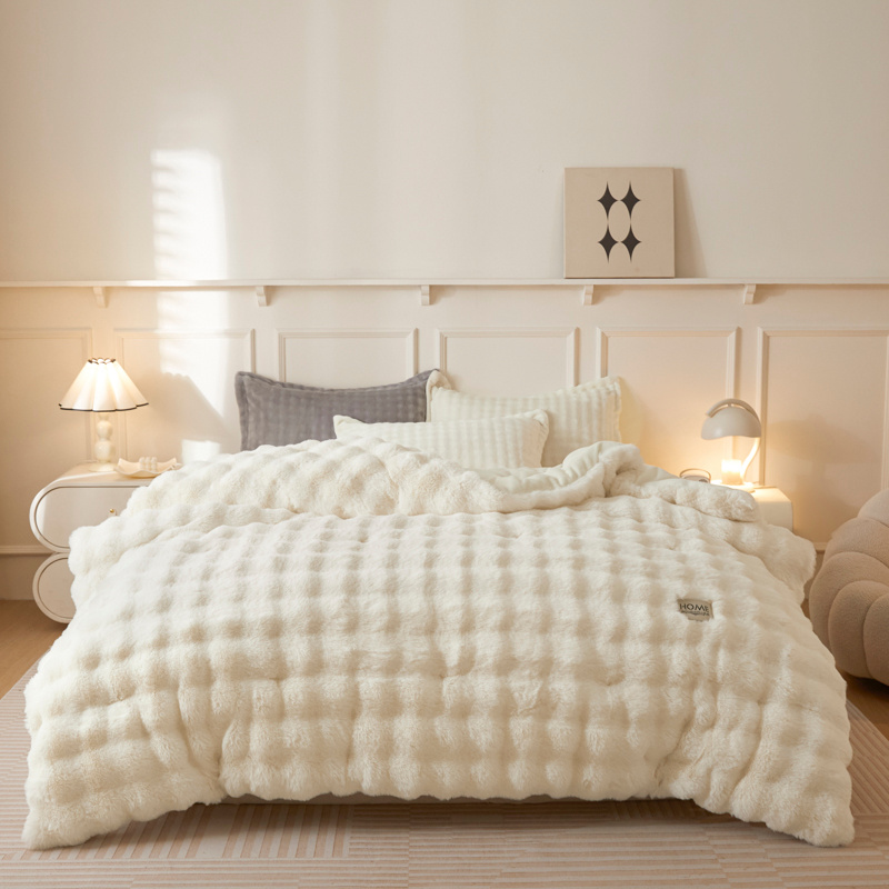 1pc milk fur winter weighted bedspread artificial jade