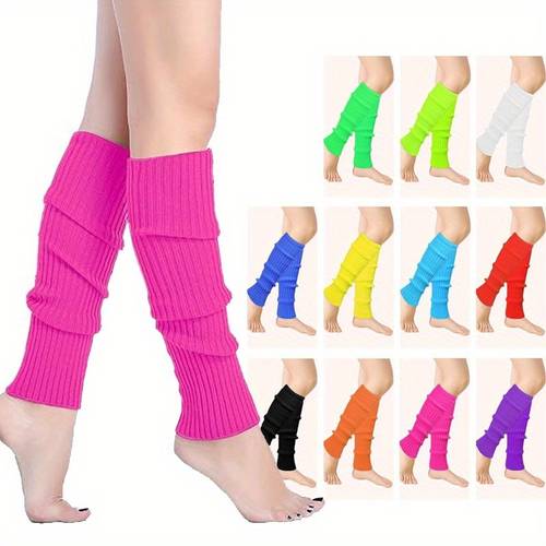 1 80s 90s ribbed leg warmers for women elastic workout accessories for yoga running hiking hand wash only vibrant fashion