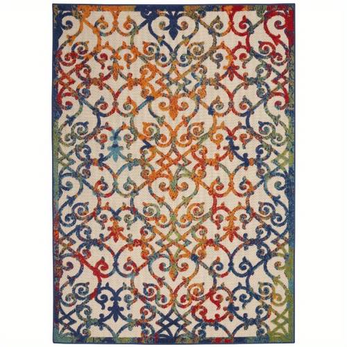 aloha indoor outdoor french country multicolor 53 x 75 area rug 5 x 8