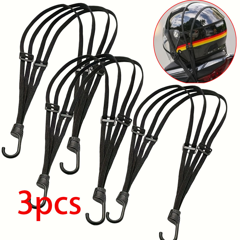 TEMU 3 Elastic Straps, Suitable For Motorcycle/bicycle Helmet Mesh Bags, Car Rear Seat Divider Mesh Bags, Black Mesh Luggage Storage Bags, Secure
