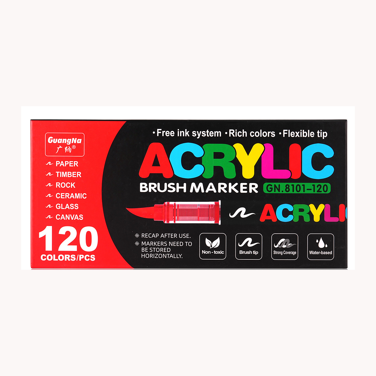 TEMU GUANGNA Lot de 120 marqueurs acryliques, stylo peinture acrylique, convient pour papier, métal, bois, céramique, verre, roche, fournitures de