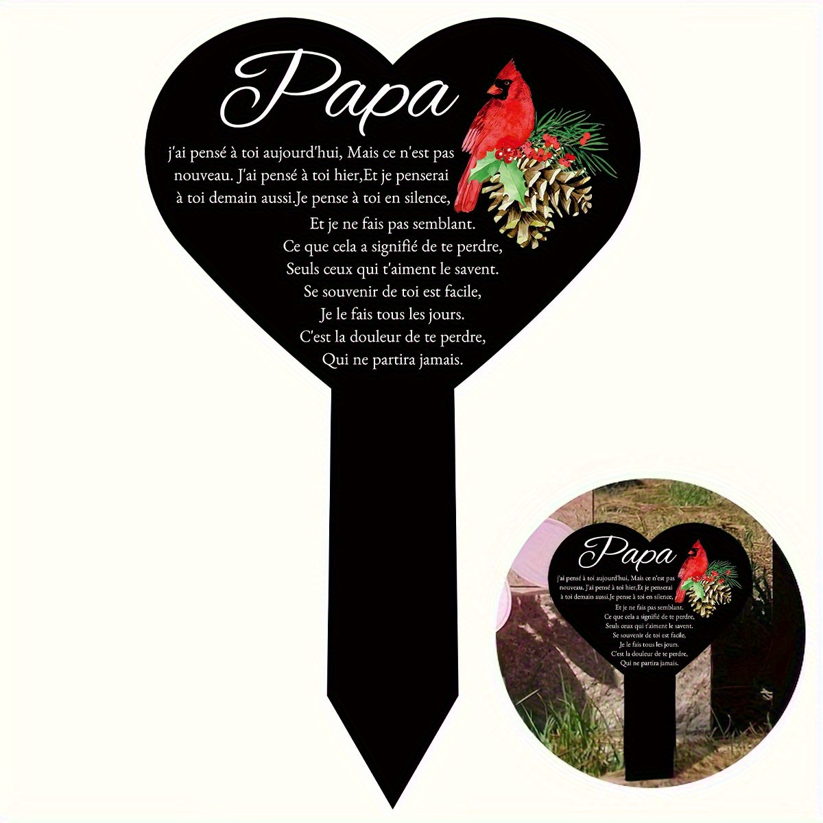 TEMU Plaque Commémorative de Jardin Extérieure 2D Plate - [2D Plate] - [2D Plate] - Plaque Commémorative 2D Plate - Design Durable en Plastique de