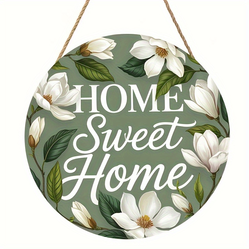 TEMU 1 " A Warm " Round Wall Decor - 5.9-inch Composite Wood Floral Hanging Art With Jute Rope, Hall And Living Room Hanging Decoration, Artistic
