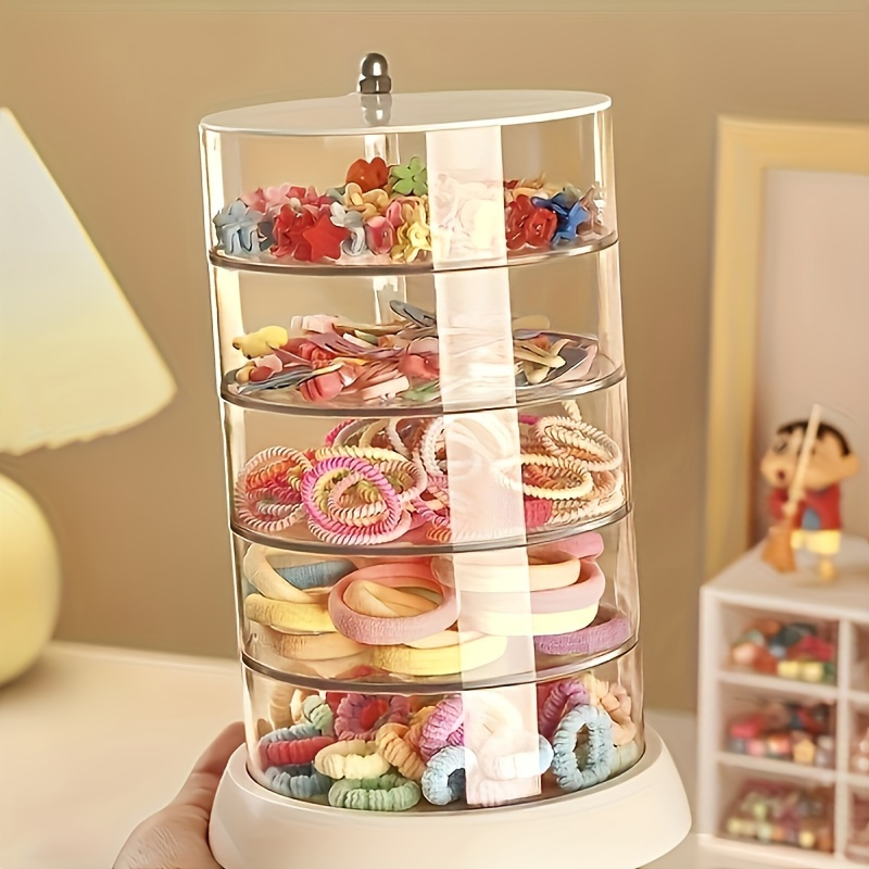 3 tier rotating jewelry organizer transparent plastic storage box for hair accessories rings bracelets multi compartment design with lid ideal for dressing table jewelry organizers   Product details 5