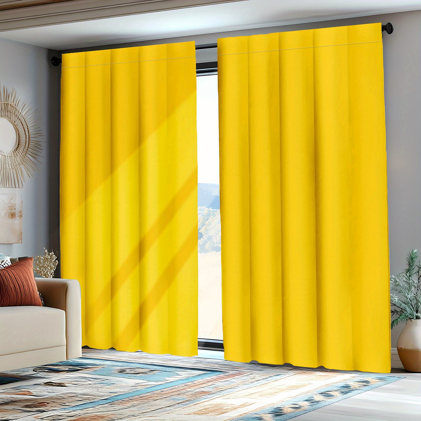 TEMU 2d Flat - 2d Flat - 2d Flat, 21.65x59inch/55x150cm 2d Flat, 21.65x59inch/55x150cm 2pcs Room Curtains - Sheer Polyester, Rod , Machine Washable,