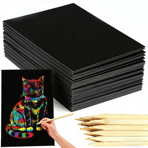 40pcs 16k 32k ndom sc tch papers with bamboo pens ow art c ft paper set gift for birthdays holidays halloween christmas zsy