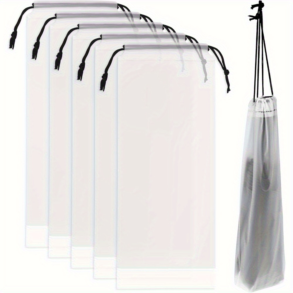 Image of 6pcs Umbrella Bags Wet Umbrella Cases Clear Umbrella Cover Wet Umbrella Bags Folding Umbrella Storage Bag Waterproof Travel Umbrellas Sleeves With Drawstring