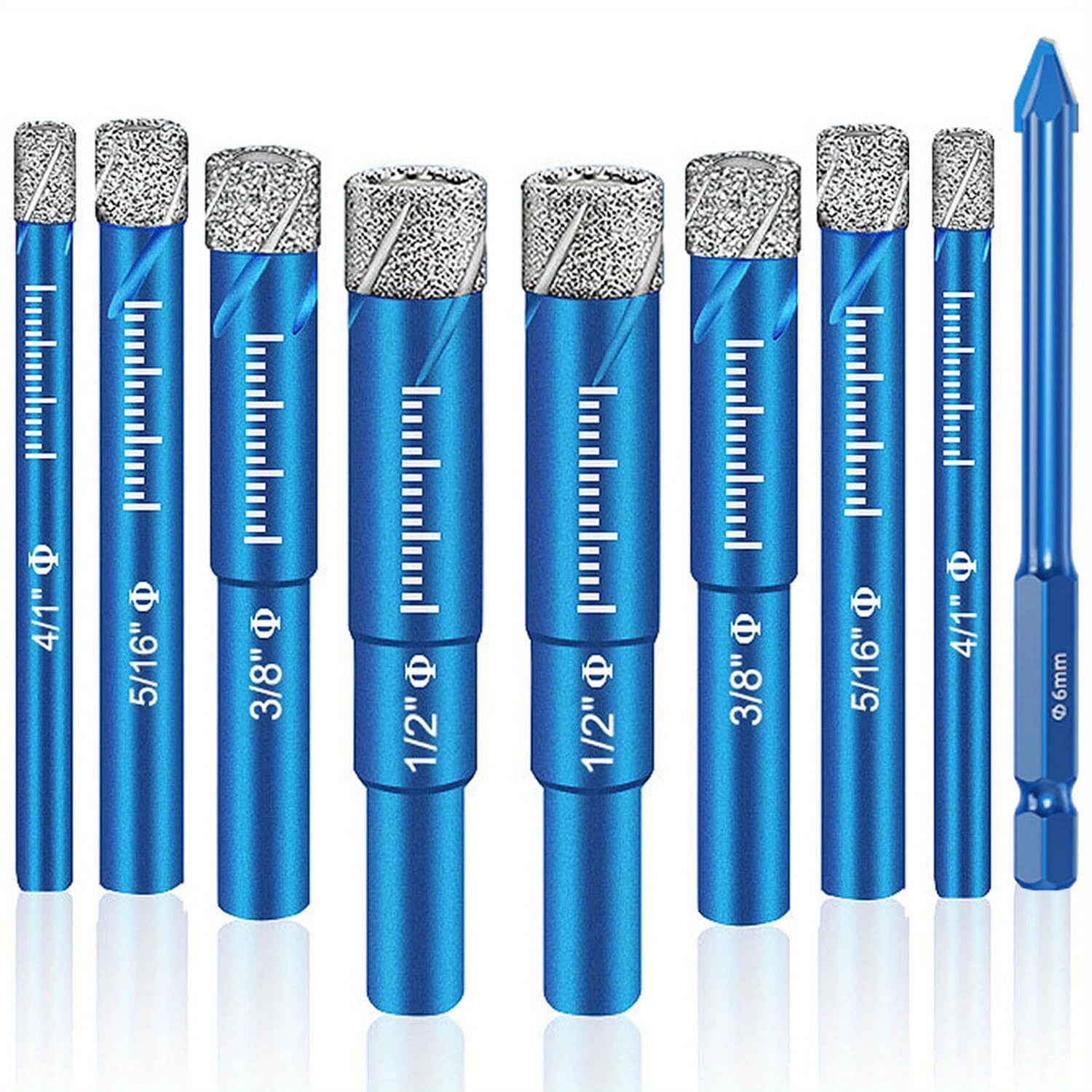 Juego de 9 brocas de diamante premium, herramientas versátiles para perforación precisa en porcelana, cerámica, vidrio, mármol y más