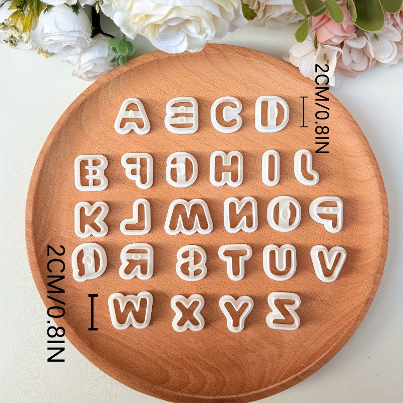Image of 26pcs Letter Polymer Clay Cutting Molds, Name Clay Cutting Tools, Letter Clay Jewelry Earrings, Letter Clay Earring Stud Clay Cutting