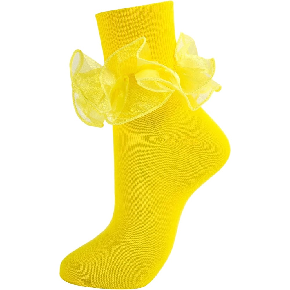 E-shop 1 Paar einfarbige Damen große Plissee-Kurzsocken, Spitzen-Plissee-Socken, formelle Socken, Braut-Wadenstrümpfe