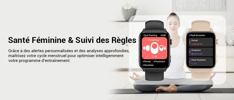 Nouveau Smartwatch Amélioré pour Femmes 2025, Fonction d'Analyse du Sommeil, Fonction Vocale IA, Appel Sans Fil, Réception de Messages, Batterie 100 Jours/ Lampe de Poche LED/ Boussole/ 2 s, Montre Connectée Extérieure, Plus de 120 Modes Sportifs, Batterie Grande Capacité 350mAh