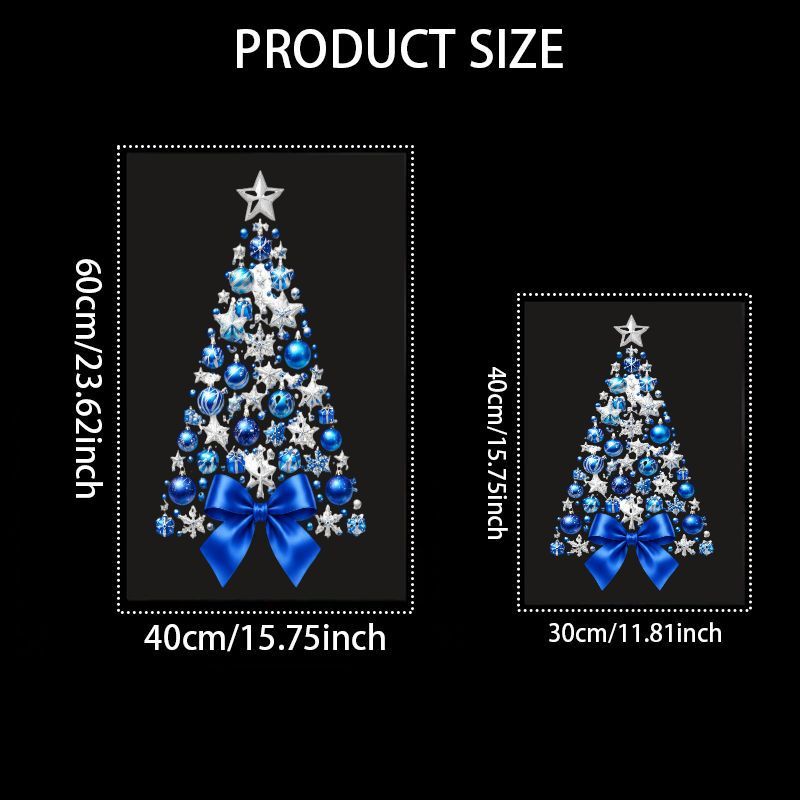 TEMU 2d Flat, 1pc 2d Flat Pattern Decal, Christmas Window Sticker, Window Flower, Glass Decal, Window And Door Decorative Sticker With Blue Christmas