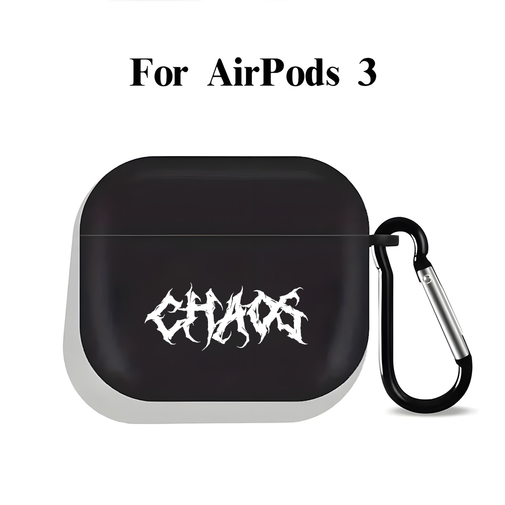 TEMU Art Word Cchaotic Perfection Aesthetic Black And White Earphone Protective Case For Iphone & For Airpods Pro//2/3 Generation Earphones Shell