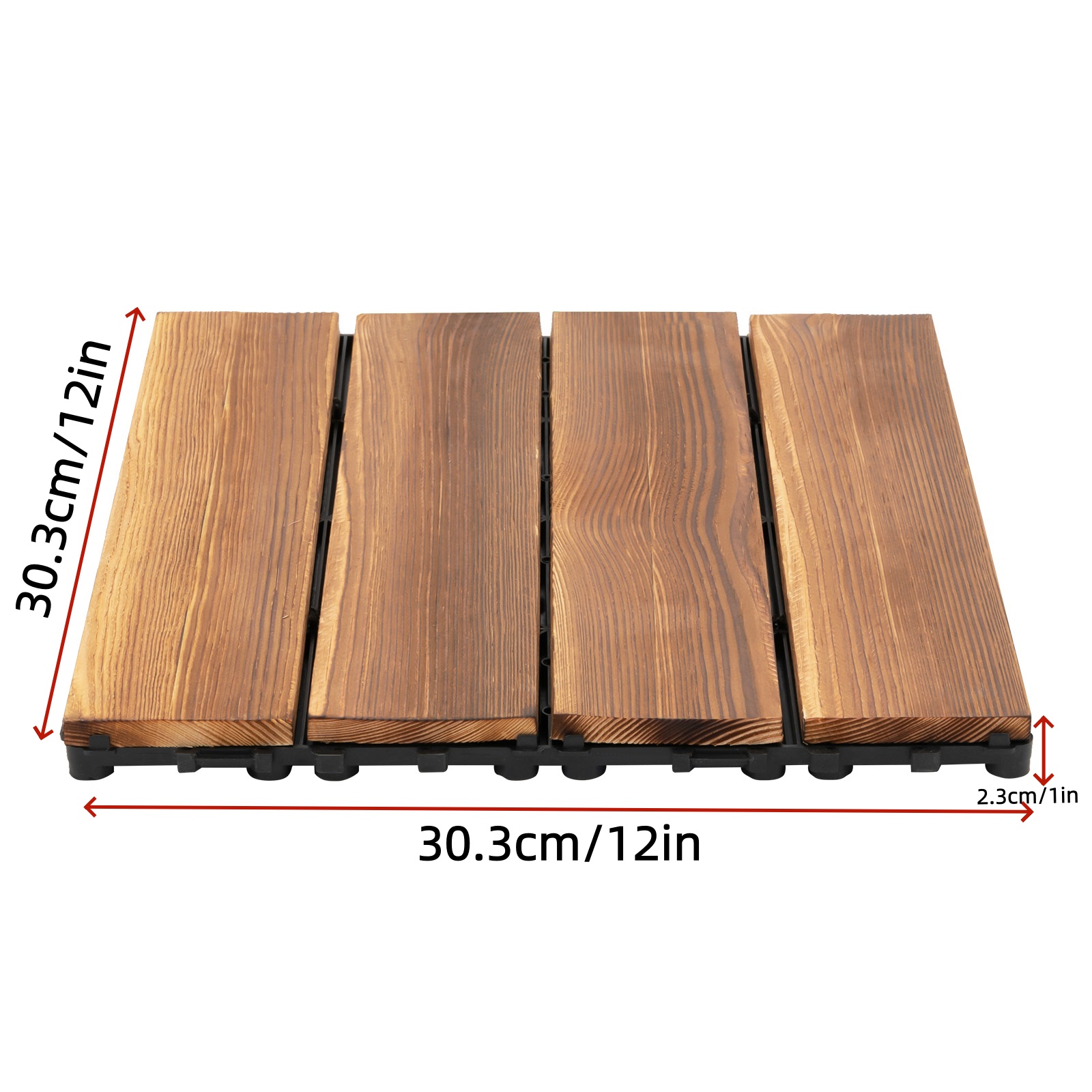 E-shop 36er-Pack Lärche-Massivholz ineinandergreifende Terrassen-Fliesen, 12" × 12" ineinandergreifende Bodenfliesen, 12" × 12" ineinandergreifende