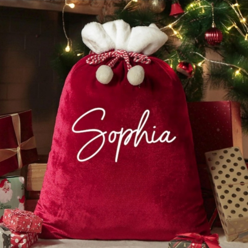 TEMU Personalized Large Reusable Santa Bag Suitable For Christmas Tree Decorations & Party Gifts - Custom Name/text/ Rope Closure Canvas Sack, Large