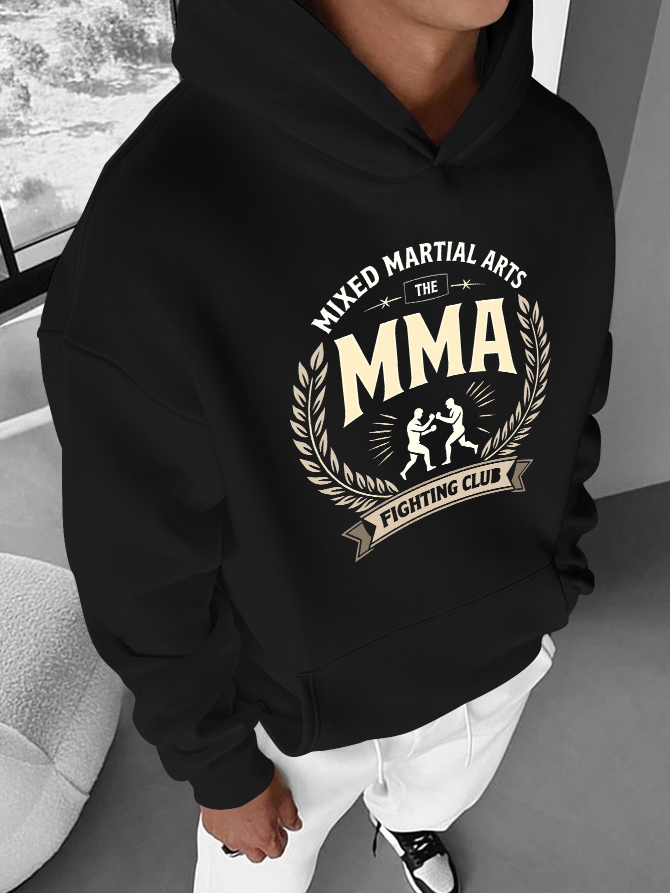*'S MMA Fighting Club Emblem Hoodie Green Casual Polyester Hooded  Sweatshirt with Martial Arts Graphic, Loose Fit for Fall/Winter, Martial  Arts Cl