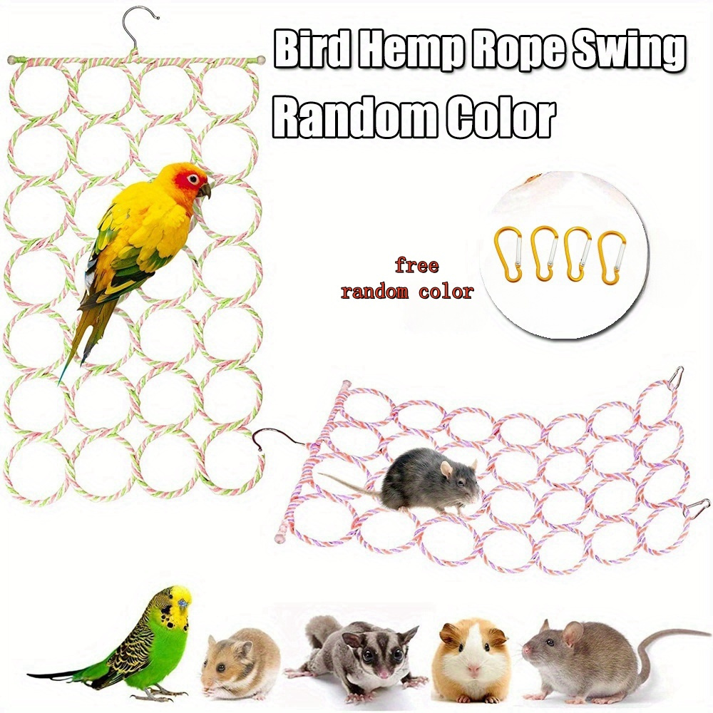 1pc Random Color Multifunctional Toy Set For Small Pets - Includes Climbing Net, Ladder, Hammock Swing - Suitable For Birds, Mice, Gerbils, Etc. Hanger Scarf Rack