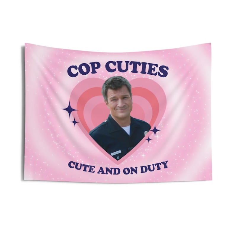 TEMU 2d Flat, 2d Flat Plane, 1pc Cop Pink Flag Tapestry, Suitable For Decoration, John Wall Hanging, Horizontal Themed Poster For Room Decor, Teen