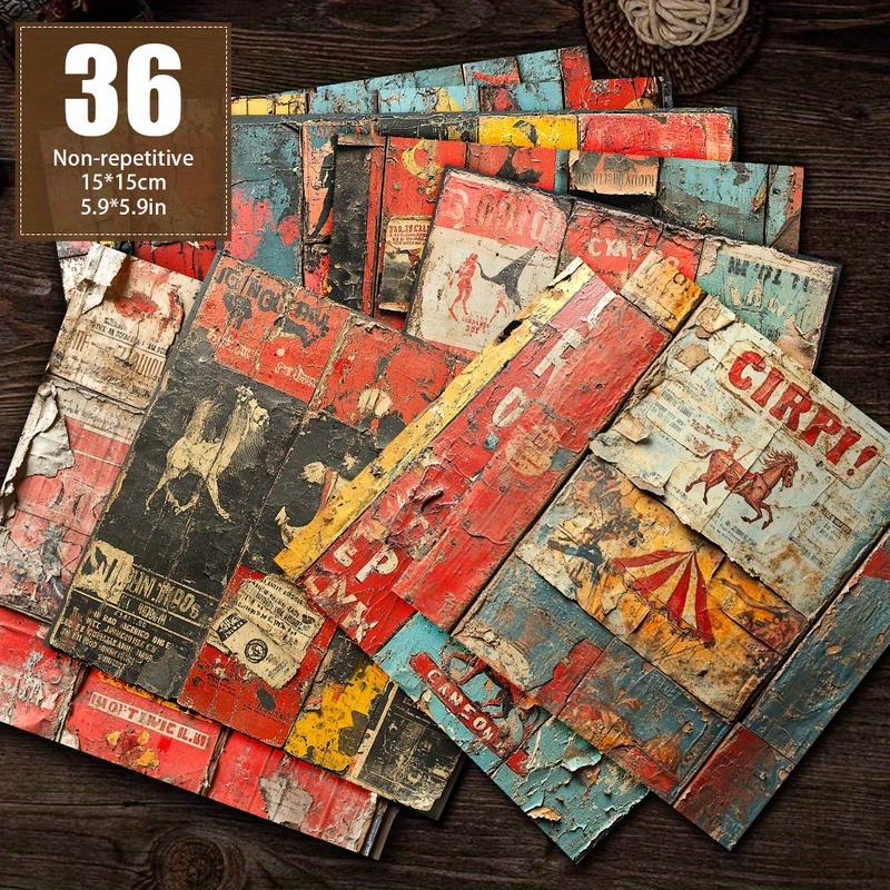 TEMU 36 Sheets Of Non-repeating Vintage Hand-drawn Posters Countryside Decorative Art Paper, Decorative Paper, Material Paper, Journal Paper Suitable