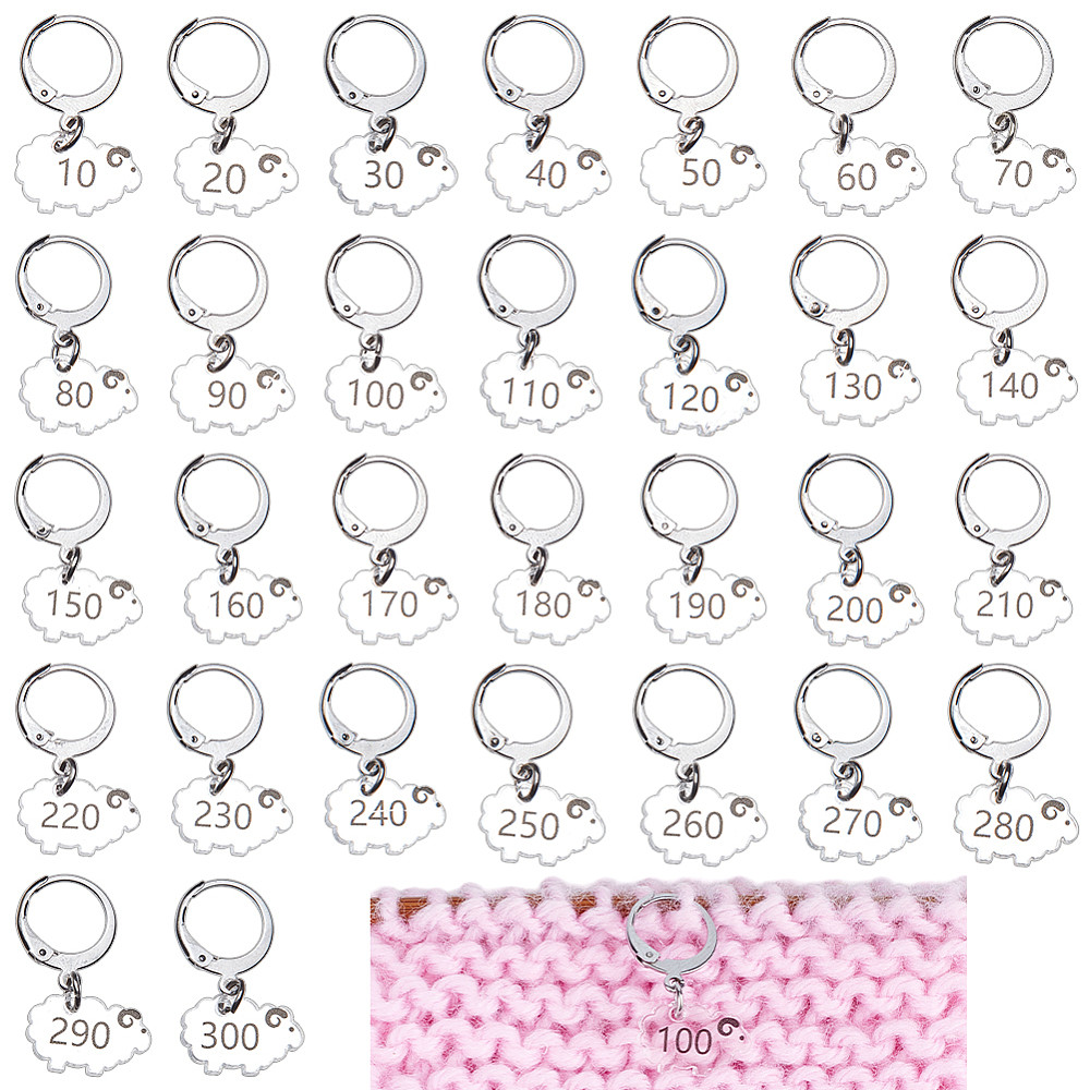 Image of 30pcs Set Globleland Crochet & Knitting Sheep Amigurume Marker Set With Numbered Markers, Clear Acrylic Yarn Holders & 304 Stainless Steel Findings For Knitting/crochet (compatible With Amigurumi)