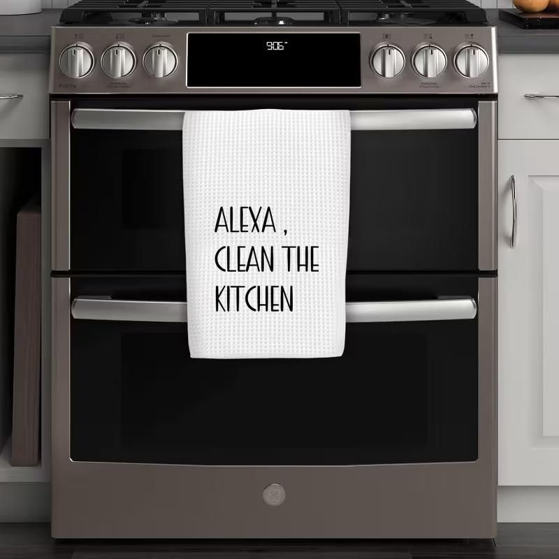 TEMU Chiffon de Nettoyage 1 pièce de Cuisine, Serviette de Cuisine avec Imprimé "Alexa Clean Kitchen", Meilleurs Torchons de Cuisine, , Torchons à