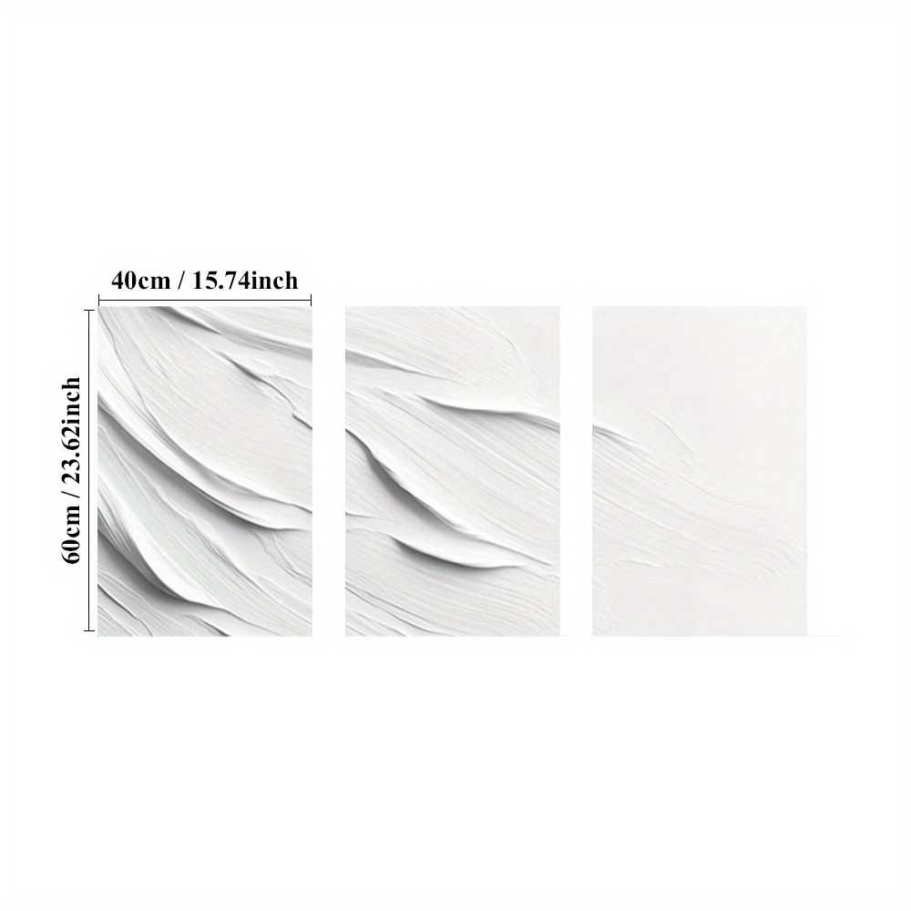 TEMU 3pcs Framed Minimalistic Poster, Abstract Paintings, White Texture Art Prints, Layered Canvas Print Wall Painting, Earthy Details Paintings,