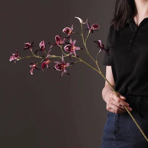 Set of 6, 35-Inch Artificial Australian Orchids, Ideal for Decorating Sample Rooms with Single Branch Arrangements. Indoor And Outdoor Use, Suitable for Home Parties, , Weddings, Gardens