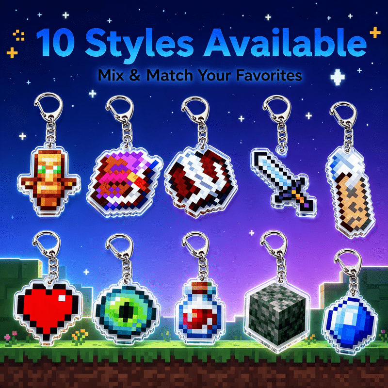 TEMU Portachiavi in acrilico 2D Flat Pixel Game, ciondolo per borsa personaggio videogioco, ciondolo pixel art, accessorio per e borsa a , regalo per