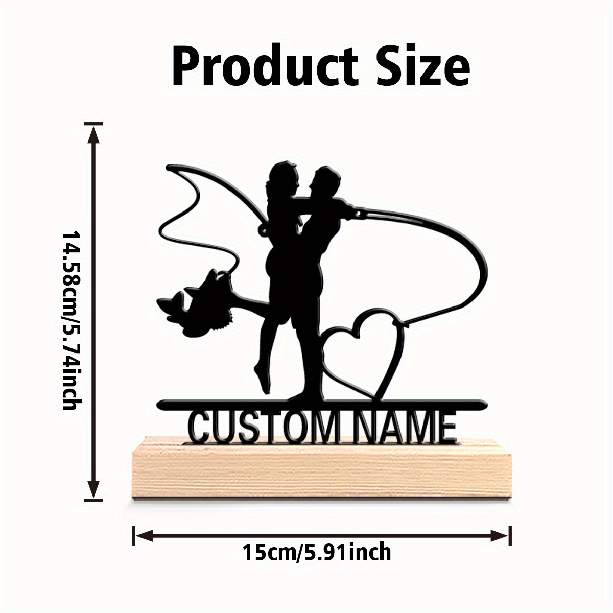 E-shop 1 Stück Personalisierte Angelstatue für Paare - Individueller Name//Nachricht Gravur auf Metall- Holzbasis - Handgefertigte, langlebige