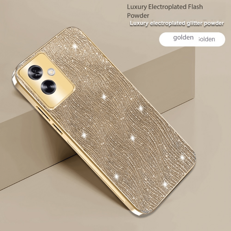 TEMU Phone Case - New High-end Luxury Glitter Wave Pattern Electroplated Protection Anti-drop Phone Case Suitable For Oppo A5 Pro, A3, A3x, A60, A40,